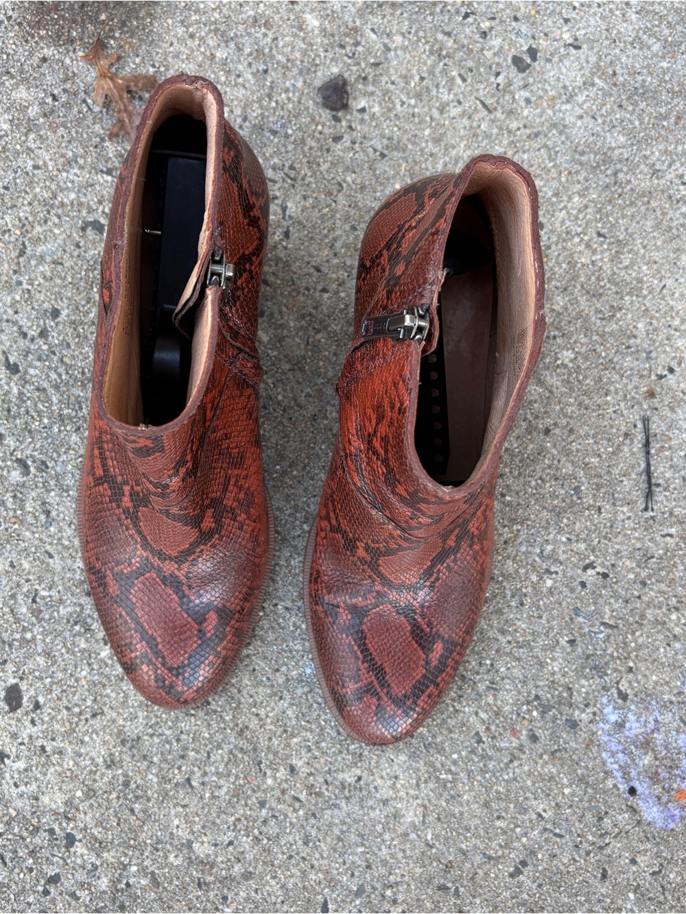 Madewell Snake Embossed Leather Ankle Boots Size 8 - Picture 14 of 16